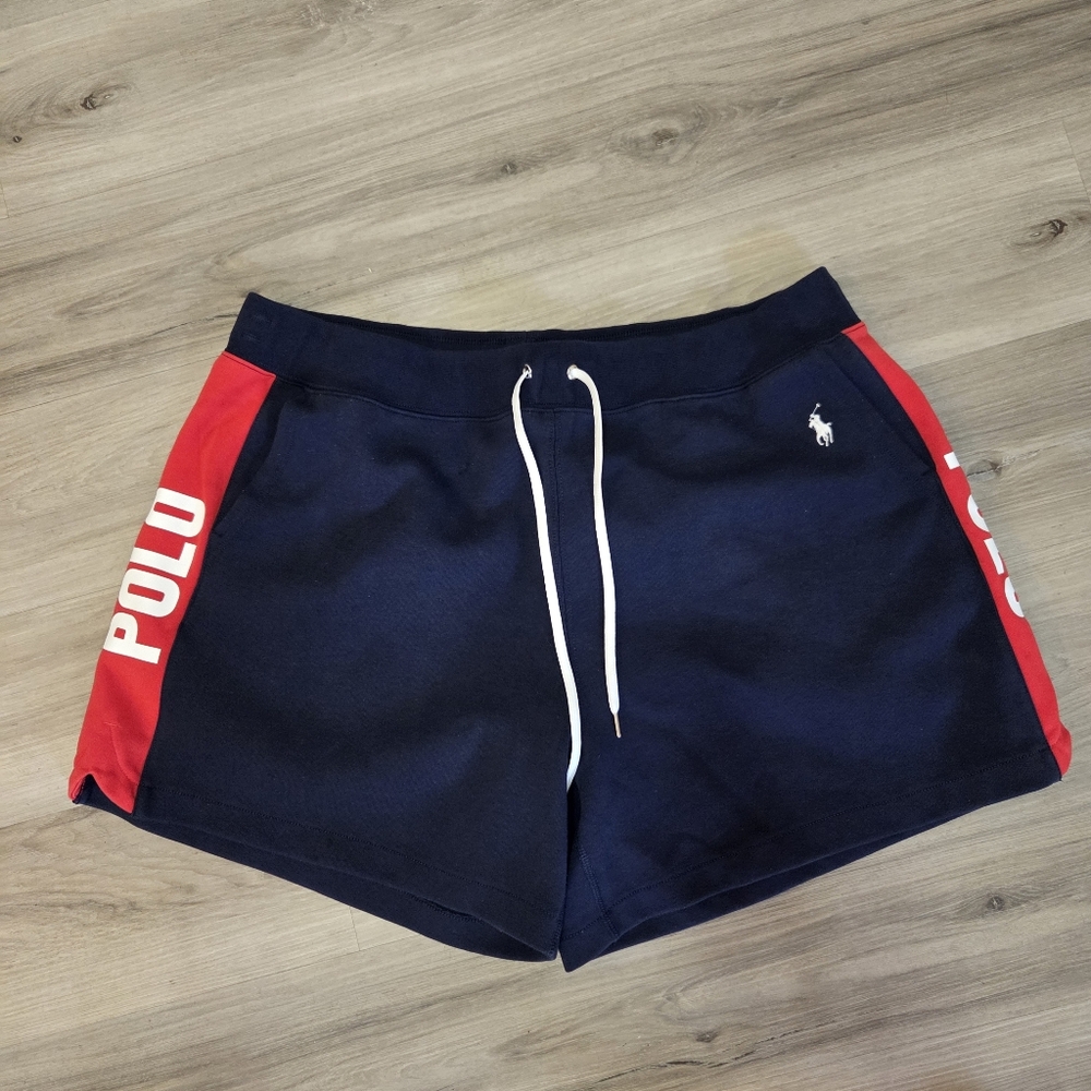 Polo Ralph Lauren Womens Sweatshorts Blue Red‎ White Spellout XXL